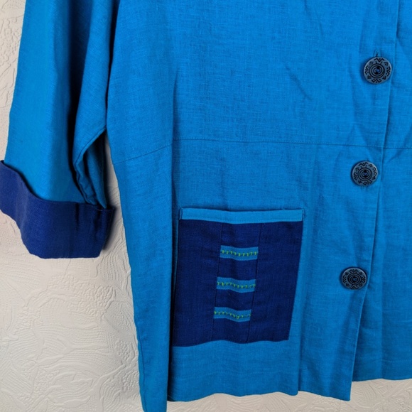 Vtg 90s GEPETTO Womens Linen Blend Button Shirt - Picture 3 of 6